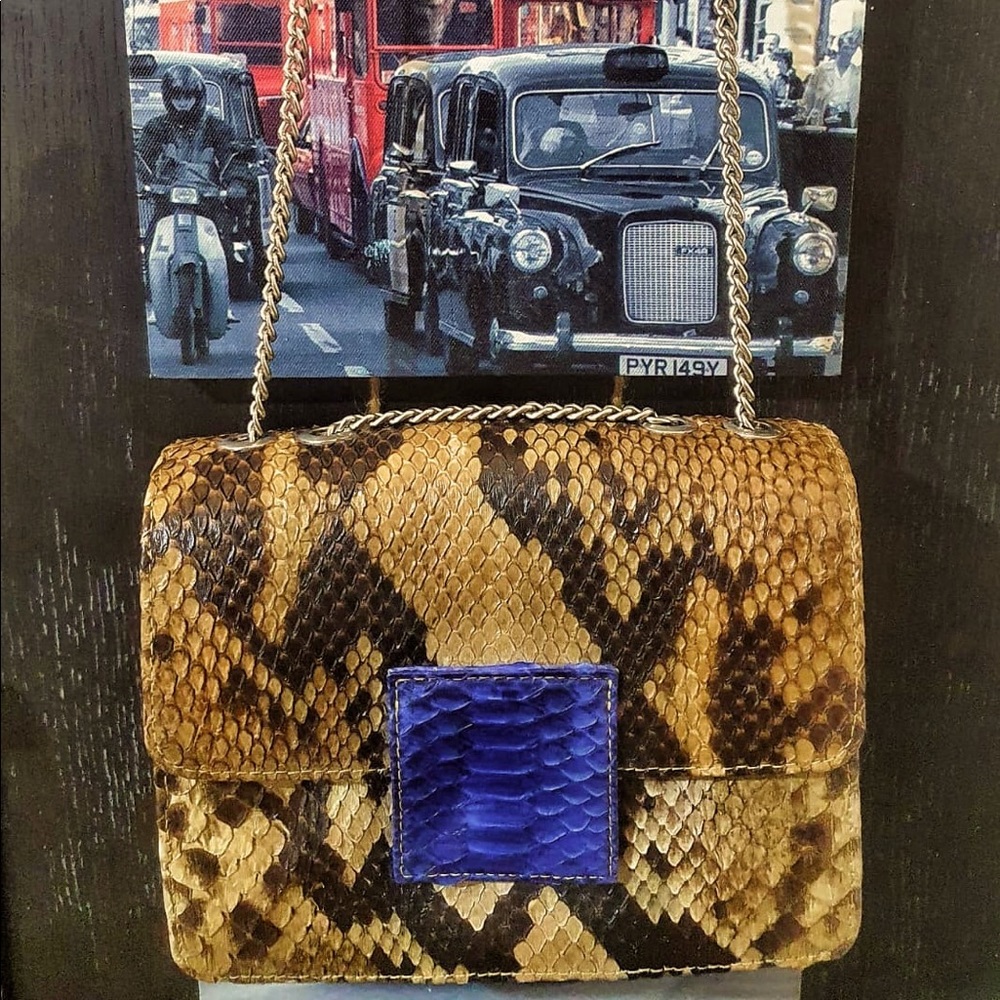 SOLIS Elegant evening bag made of genuine python leather handmade